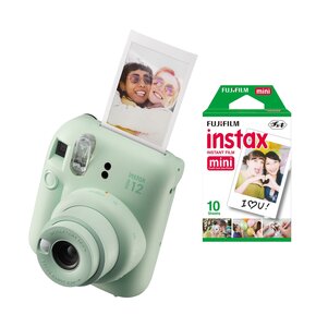 Aparat FUJIFILM Instax Mini 12 Zielony + Wkłady do aparatu FUJIFILM Instax Mini Glossy 10 arkuszy