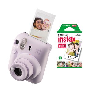 Aparat FUJIFILM Instax Mini 12 Fioletowy + Wkłady do aparatu FUJIFILM Instax Mini Glossy 10 arkuszy