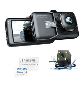 Wideorejestrator MANTA DVR401F Duo Black Eye + kamera tylna + Karta pamięci SAMSUNG Pro Endurance microSDXC 64GB + Adapter