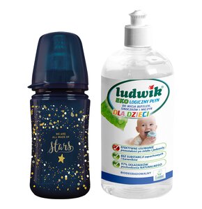 Butelka LOVI Stardust 21 585 240 ml + Płyn do mycia butelek i smoczków LUDWIK CG1010102ZEKL0121 475 ml
