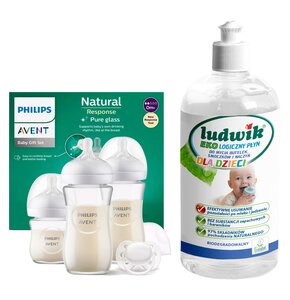 Butelka PHILIPS AVENT Newborn Glass Gift SCD878/11 (3 sztuki) + Płyn do mycia butelek i smoczków LUDWIK CG1010102ZEKL0121 475 ml