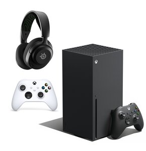 Konsola MICROSOFT XBOX Series X z napędem Blu-ray 4K UHD + Kontroler MICROSOFT bezprzewodowy Xbox Robot White + Słuchawki STEELSERIES Arctis Nova 5X Wireless, Nauszne, Dźwięk przestrzenny