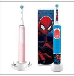 Szczoteczka magnetyczna ORAL-B iO 3 Różowy + Szczoteczka rotacyjna ORAL-B Kids Pro Spiderman + Etui