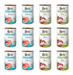 Karma dla psa BRIT Paté & Meat Mix smaków Łosoś, Kaczka 12 x 400 g