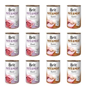 Karma dla psa BRIT Paté & Meat Mix smaków Jagnięcina, Królik 12 x 800 g