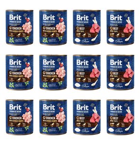 Karma dla psa BRIT Premium by Nature Mix smaków Kurczak z sercami, Wołowina z flakami 12 x 800 g