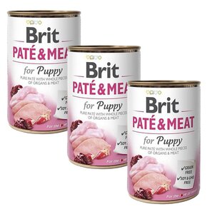 Karma dla psa BRIT Pate & Meat Puppy Kurczak z indykiem 3 x 800 g