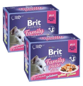 Karma dla kota BRIT Pouch Jelly Fillet Family Plate Mix smaków (24 x 85 g)