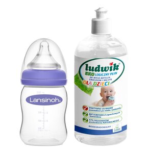 Butelka LANSINOH NaturalWave Teat 160 ml + Płyn do mycia butelek i smoczków LUDWIK CG1010102ZEKL0121 475 ml