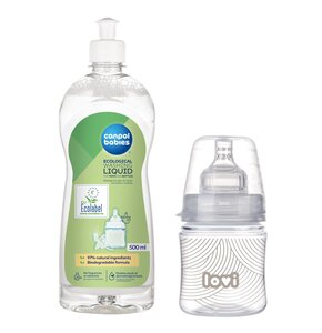 Butelka LOVI Trends Harmony 120 ml Przezroczysty + Płyn CANPOL BABIES do mycia smoczków i butelek 500 ml