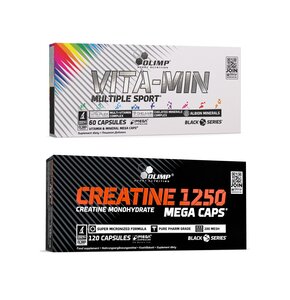 Kompleks witamin i minerałów OLIMP Vita-Min Multiple Sport Mega Caps (60 kapsułek) + Monohydrat kreatyny OLIMP Creatine 1250 Mega Caps (120 kapsułek)