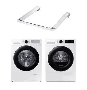 Pralka SAMSUNG WW80CGC04DAH AI Energy EcoBubble 8kg 1400 obr + Suszarka SAMSUNG DV5000D DV90DG52A0AE z pompą ciepła Optimal Dry + Łącznik SAMSUNG SKK-5EW