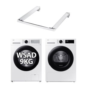 Pralka SAMSUNG WW90CGC04DAH AI Energy EcoBubble 9kg 1400 obr + Suszarka SAMSUNG DV5000D DV90DG52A0AE z pompą ciepła Optimal Dry + Łącznik SAMSUNG SKK-5EW