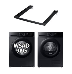 Pralka SAMSUNG WW90CGC04DAB AI Energy Mode EcoBubble 9kg 1400 obr + Suszarka SAMSUNG DV5000D DV90DG52A0ABEO z pompą ciepła AI Optimal Dry + Łącznik SAMSUNG SKK-5EV