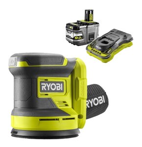Szlifierka mimośrodowa RYOBI RROS18-0 + Akumulator RYOBI RC18150-190 9.0Ah 18V + Ładowarka
