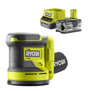 Szlifierka mimośrodowa RYOBI RROS18-0 + Akumulator RYOBI RC18120-150 5Ah 18V + Ładowarka