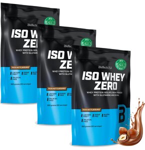 Odżywka białkowa BIOTECH Iso Whey Zero Orzechowy 3 x 500 g Bez cukru i laktozy