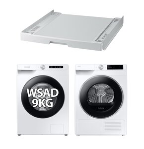 Pralka SAMSUNG WW90T504DAWC AI Control EcoBubble 9kg 1400 obr + Suszarka SAMSUNG AI DV90DG6845LEU4 z pompą ciepła + Łącznik SAMSUNG SKK-UDW