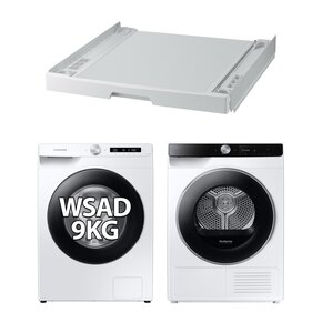 Pralka SAMSUNG WW90T504DAWC AI Control EcoBubble 9kg 1400 obr + Suszarka SAMSUNG AI DV90DG6845LKU4 z pompą ciepła + Łącznik SAMSUNG SKK-UDW