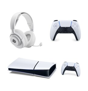 Konsola SONY PlayStation 5 Digital Slim + Kontroler SONY DualSense Biały + Słuchawki STEELSERIES Arctis Nova 5P Wireless, Nauszne, Dźwięk przestrzenny Biały