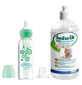 Zestaw DR BROWNS Od butelki do kubka 250 ml Zielony + Płyn do mycia butelek i smoczków LUDWIK CG1010102ZEKL0121 475 ml