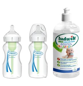 Butelka DR BROWNS Options+ 270 ml (2 szt.) + Płyn do mycia butelek i smoczków LUDWIK CG1010102ZEKL0121 475 ml
