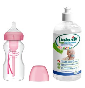 Butelka DR BROWNS Options+ 270 ml Różowy + Płyn do mycia butelek i smoczków LUDWIK CG1010102ZEKL0121 475 ml