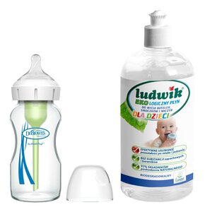 Butelka szklana DR BROWNS Options+ 270 ml + Płyn do mycia butelek i smoczków LUDWIK CG1010102ZEKL0121 475 ml