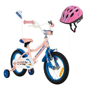 Rower dziecięcy INDIANA Roxy Kid 14 cali dla dziewczynki Różowy + Kask rowerowy VÖGEL VKA-910G Różowy dla Dzieci (rozmiar XS)