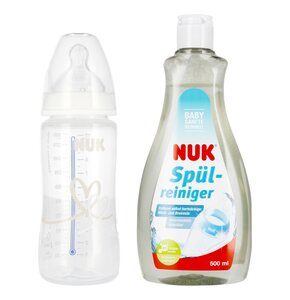 Butelka NUK First Choice 10741926 Biały + Płyn NUK Do mycia butelek i smoczków Ulepszona Formuła 500 ml
