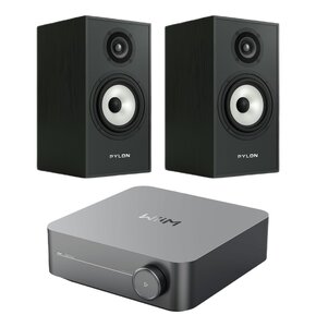 Wzmacniacz WIIM Amp Szary + Kolumny głośnikowe PYLON AUDIO Pearl Monitor Czarny jesion (2 szt.)