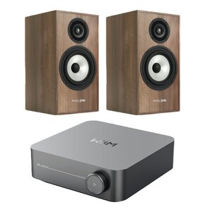 Wzmacniacz WIIM Amp Szary + Kolumny głośnikowe PYLON AUDIO Pearl Monitor Orzech (2 szt.)
