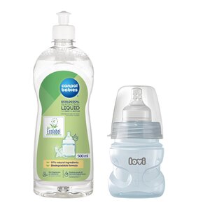 Butelka LOVI Trends 21 565 120 ml Zielony + Płyn CANPOL BABIES do mycia smoczków i butelek 500 ml