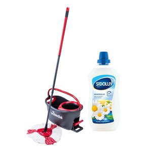 Mop obrotowy VILEDA Turbo + Płyn do mycia podłóg SIDOLUX Mydło Marsylskie 1000 ml