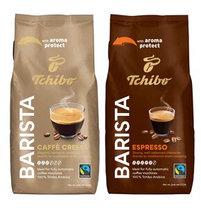 Kawa ziarnista TCHIBO Barista Cafe Crema Arabica 1 kg + Kawa ziarnista TCHIBO Barista Espresso Arabica 1 kg