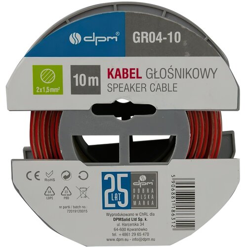 Kabel głośnikowy 2 x 1.5 mm DPM 10 m