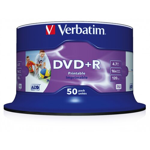 Płyta VERBATIM Printable DVD+R, 4.7 GB, 16x (50 szt.)