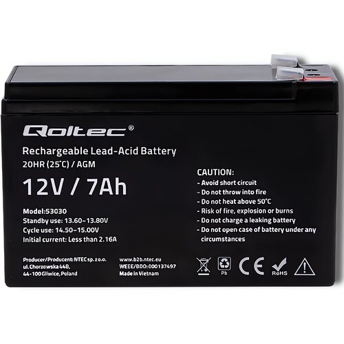 Akumulator QOLTEC 53030 7Ah 12V