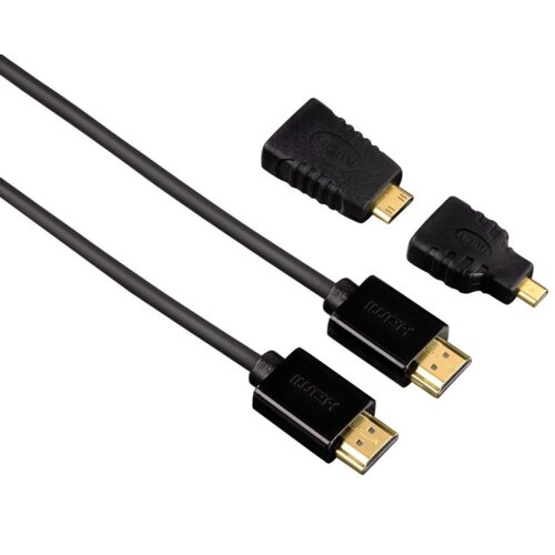 Kabel HDMI - HDMI HAMA 1.5 m + 2 adaptery HDMI
