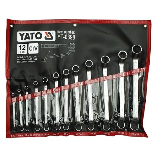 U Zestaw kluczy oczkowych YATO YT-0398 6 - 32 mm odgięte (12 elementów)
