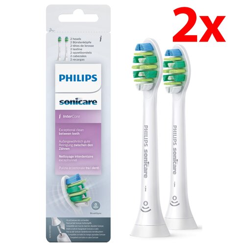 Oryginalne końcówki Philips Sonicare I INTER HX9002/10 Średnio miękkie włókna (2 szt.) (Trudno dostępne miejsca)