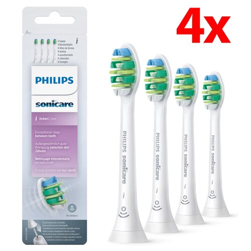 Oryginalne końcówki Philips Sonicare I INTER HX9004/10 Średnio miękkie włókna (4 szt. zapas na rok) (Trudno dostępne miejsca)