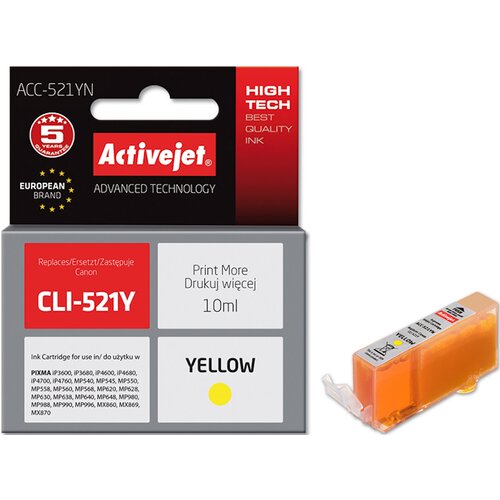 Tusz ACTIVEJET do Canon CLI-521Y Żółty 10 ml ACC-521YN
