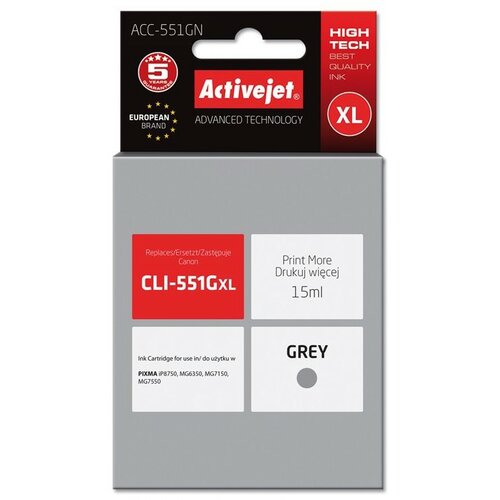 Tusz ACTIVEJET do Canon CLI-551G Szary 15 ml ACC-551GN