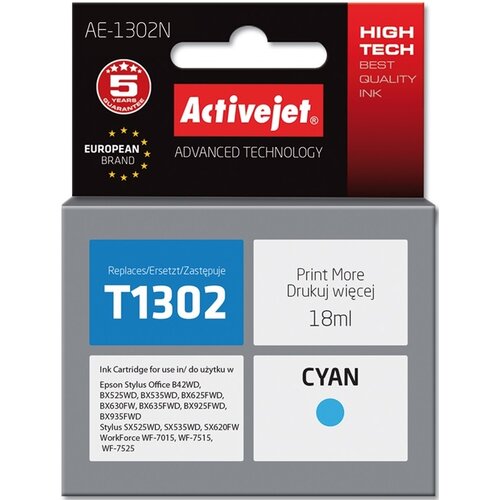 Tusz ACTIVEJET do Epson T1302 Błękitny 18 ml AE-1302N