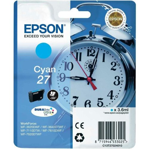 Tusz EPSON T2702 27 Błękitny 3.6 ml C13T27024012