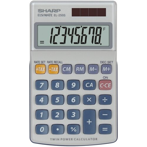 Kalkulator SHARP Handheld Box EL250S Zasilanie bateryjno-słoneczne, 4 pamięci Srebrny