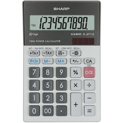 Kalkulator SHARP Desktop Box ELM711GGY Zasilanie bateryjno-słoneczne, 3 pamięci Szary
