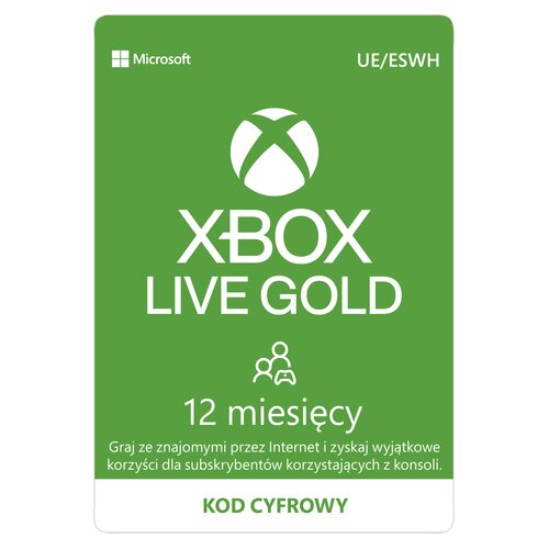 Kod aktywacyjny MICROSOFT Xbox Live Gold 12 miesięcy