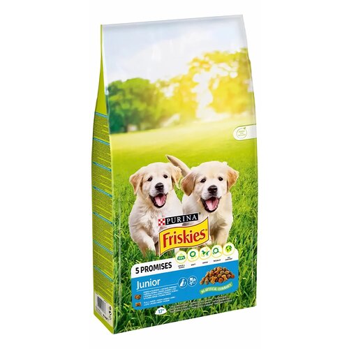 Karma dla psa FRISKIES 5 Promises Junior z kurczakiem i warzywami z mlekiem 15 kg